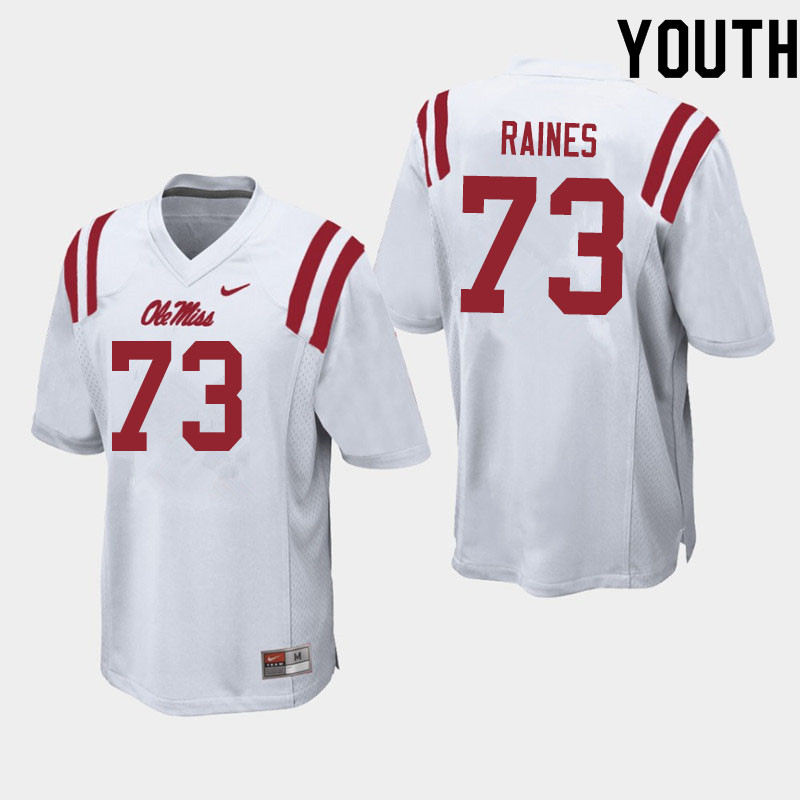 John Raines Ole Miss Rebels NCAA Youth White #73 Stitched Limited College Football Jersey QYH1358MQ